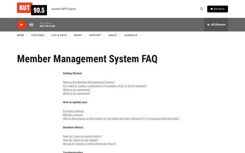 Member Management System FAQ | KUT Radio, Austin's NPR ...