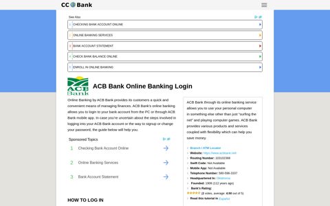 ACB Bank Online Banking Login - CC Bank