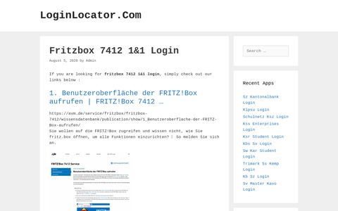 Fritzbox 7412 1&1 Login - LoginLocator.Com