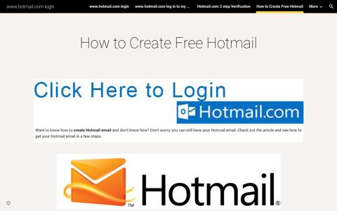 www.hotmail.com login - How to Create Free Hotmail