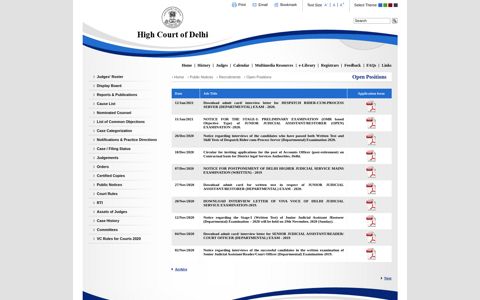 Open Positions - Delhi High Court
