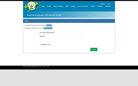 Rwanda Employee Self-Service Portal - Log in