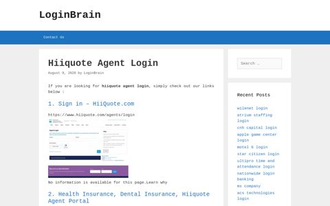Hiiquote Agent - Sign In - Hiiquote.Com - LoginBrain