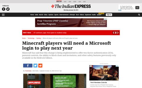 Minecraft players will need a Microsoft login to play next year ...