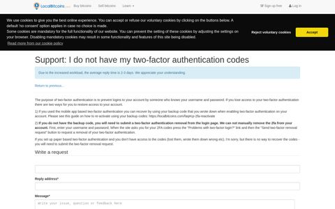 Support: I do not have my two-factor authentication codes