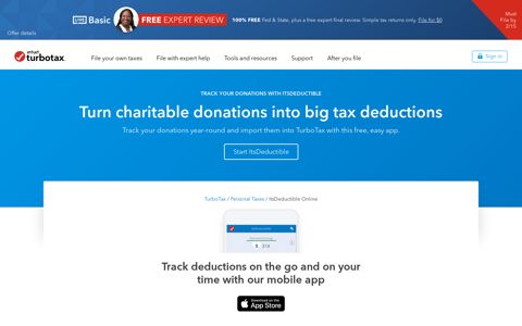 TurboTax® ItsDeductible - Track Charitable Donations for Tax ...