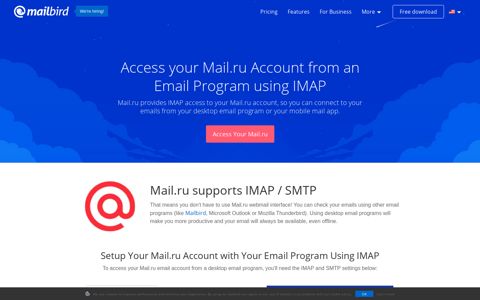 Access your Mail.ru email with IMAP - December 2020 - Mailbird