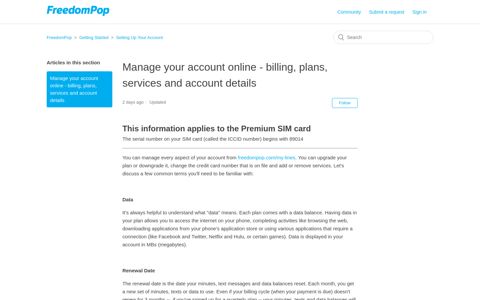 Use my.freedompop.com to manage your account ...