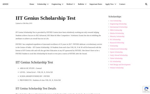 IIT Genius Scholarship Test - AISEE