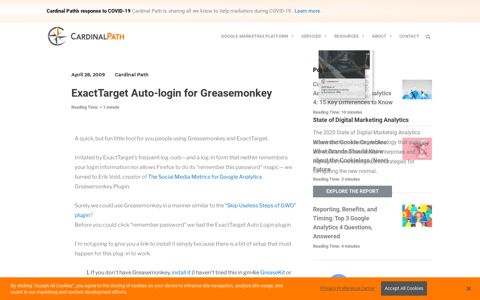 ExactTarget Auto-login for Greasemonkey | Cardinal Path