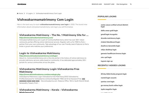 Vishwakarmamatrimony Com Login ❤️ One Click Access