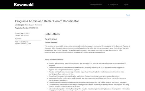 Programs Admin and Dealer Comm Coordinator | KMC ...