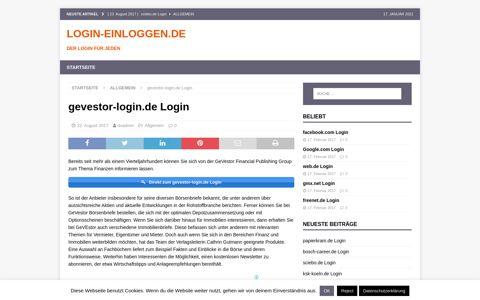gevestor-login.de Login - Login-einloggen.de