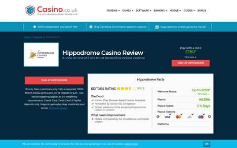 Hippodrome Casino Review 2020 - £250 Welcome Bonus!
