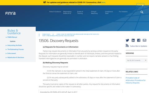 13506. Discovery Requests | FINRA.org