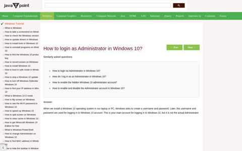 How to login as Administrator in Windows 10 - javatpoint