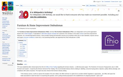 Furniture & Home Improvement Ombudsman - Wikipedia