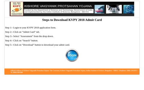 KVPY 2018 Admit Card