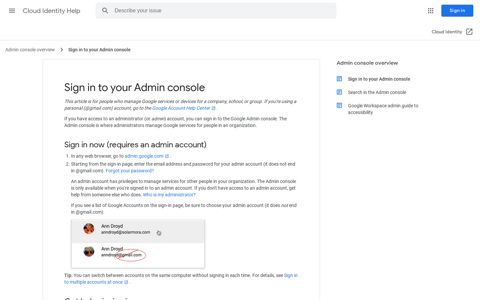 Sign in to your Admin console - Cloud Identity Help - Google ...