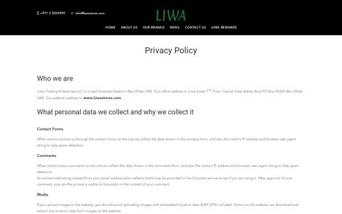 Privacy Policy - Liwa Trading Enterprises
