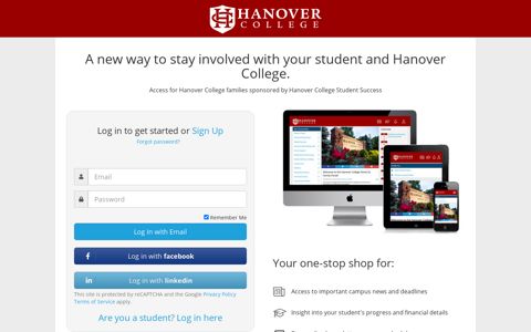 Login | Hanover College Parent & Family Portal