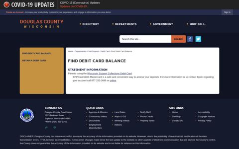 Find Debit Card Balance | Douglas County, WI - Official Website