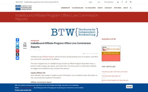 IndieBound Affiliate Program Offers Live Commission Reports ...