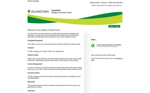 Provider Portal - Islington Council