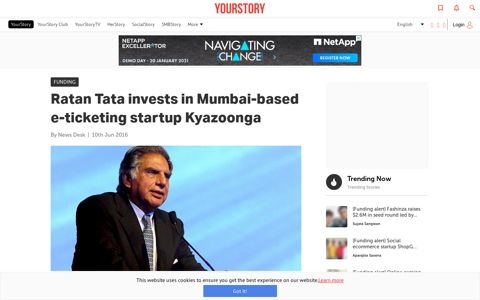 Ratan Tata invests in Mumbai-based e-ticketing startup ...