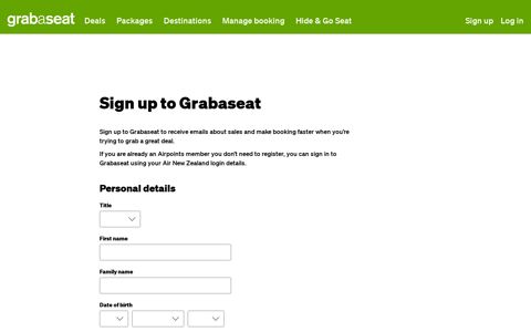 Sign up to Grabaseat | Grabaseat - Air New Zealand