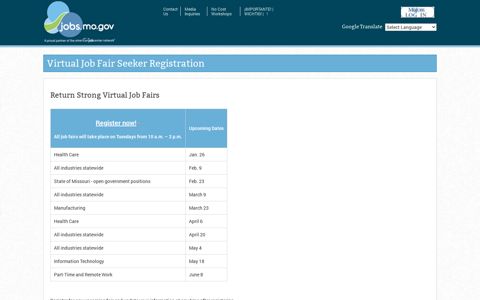 Virtual Job Fair Seeker Registration | JobsMoGov
