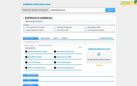 ezproxy2.hsrw.eu at Website Informer. Visit Ezproxy 2 Hsrw.