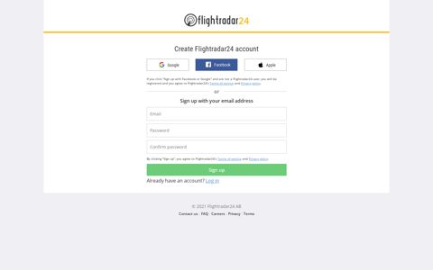 Create free Flightradar24 account