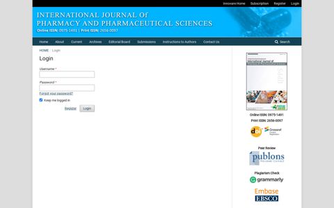 Login | International Journal of Pharmacy and Pharmaceutical ...