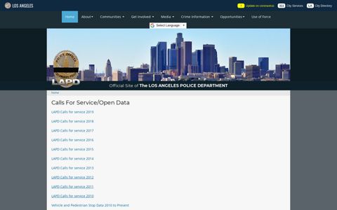 Calls For Service/Open Data - Los Angeles Police Department