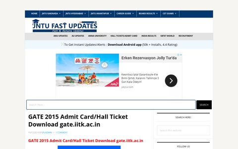 GATE 2015 Admit Card/Hall Ticket Download -JNTUK Fast ...