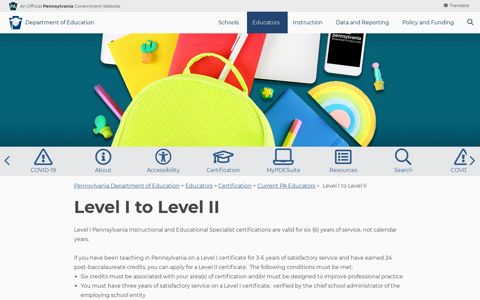 Level I to Level II - Pennsylvania Department of Education