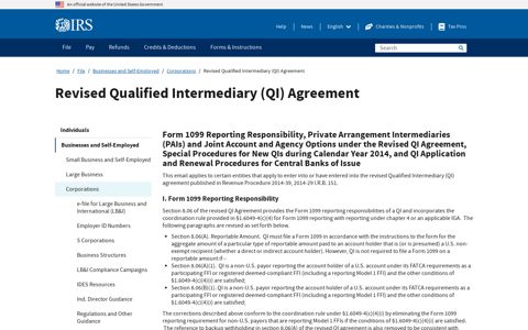 Revised Qualified Intermediary (QI) Agreement | Internal ...
