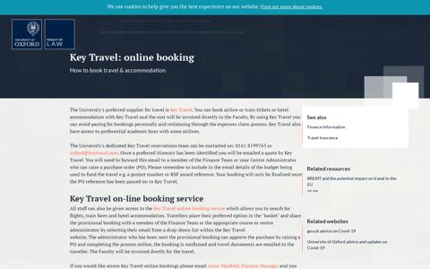 Key Travel: online booking | Oxford Law Faculty