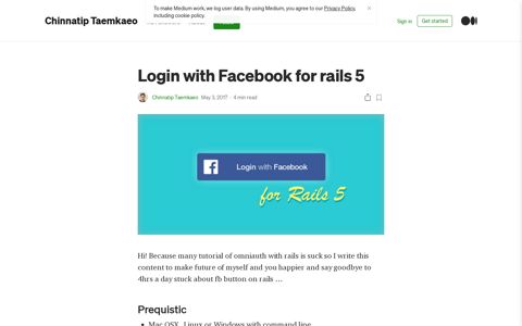 Login with Facebook for rails 5. Hi! Because many tutorial of ...
