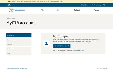 MyFTB account | FTB.ca.gov - Franchise Tax Board - CA.gov
