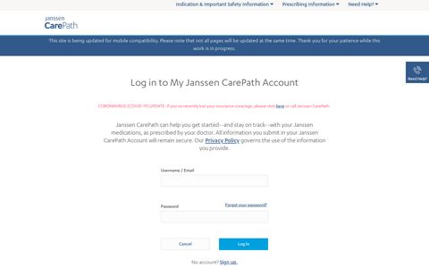 Log in to My Janssen CarePath Account