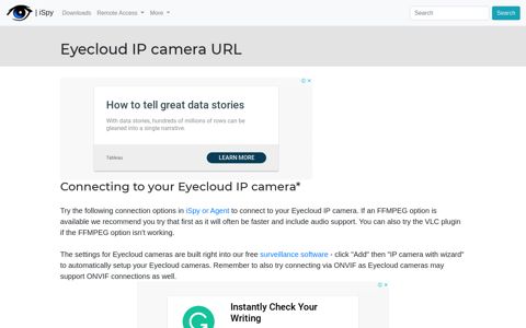 Connect to Eyecloud IP cameras