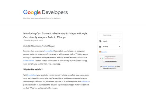 Introducing Cast Connect: a better ... - Google Developers Blog
