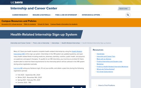 Health-Related Internship Sign ... - Internship and Career Center