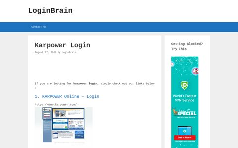 Karpower - Karpower Online - Login - LoginBrain