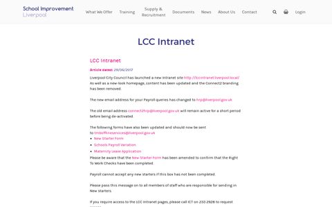 LCC Intranet - School Improvement Liverpool