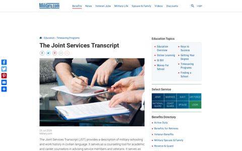 The Joint Services Transcript | Military.com