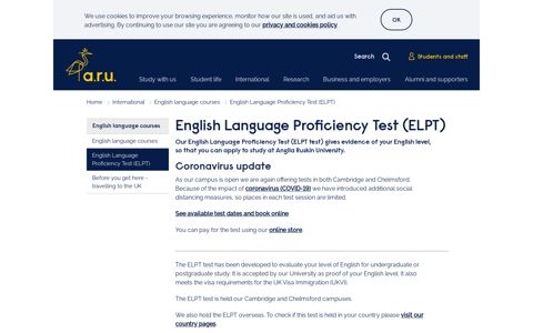 English Language Proficiency Test (ELPT) - ARU