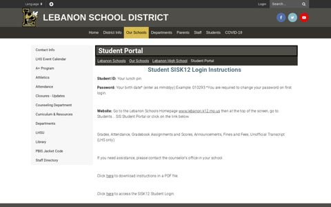 Student Portal - Lebanon Schools - Lebanon School District